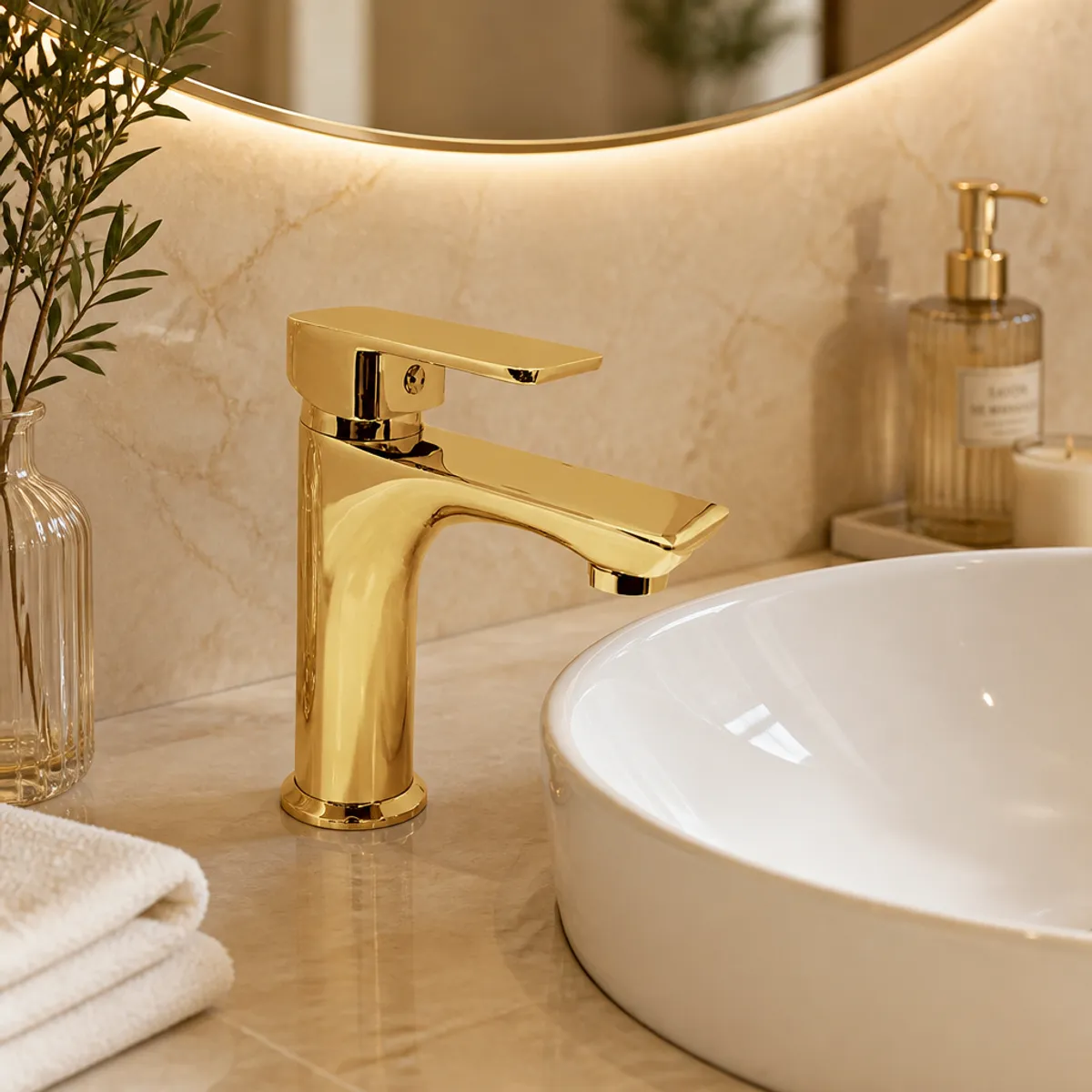 8501-02 Lavabo Bataryası Altın — Uygulama görseli